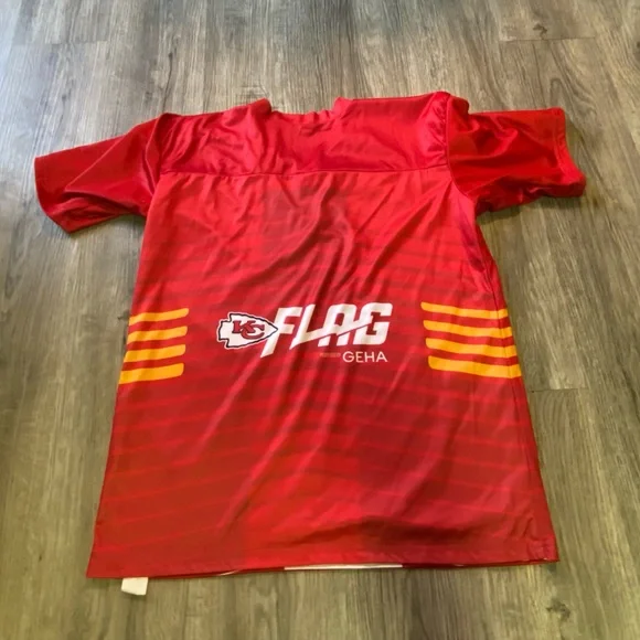 Kansas City Chiefs NFL Flag Football Jersey Youth Large Red Yellow Reversible - Picture 2 of 6